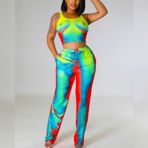 Nichole Lynel Multicolor Tank Top And Pants Set